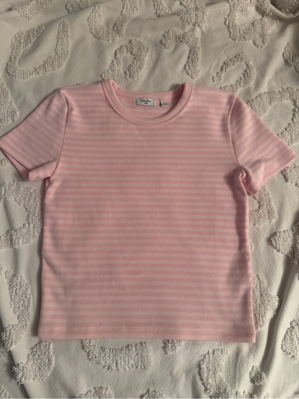Aritzia Pink & White Striped Short Sleeve Tee
